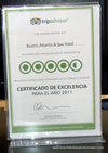 Certificate of excellence by Trip Advisor.