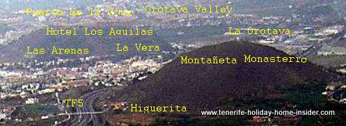 Los Realejos mounts Monte Arenas and Monte Montañeta with the settlements Las Arenas and La Vera