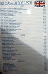 Menu card