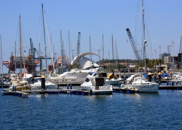 View of the Santa Cruz Auditorio Adan Martin behind the new oceanfront yacht harbor.