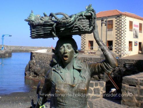 Tenerife history Puerto de la Cruz by the fishwife. She is the icon of the town of humble beginnings of a community and first trade.