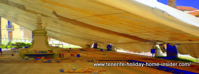 A tent which is partly open