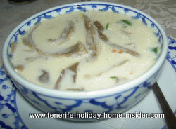 Thomka Gai soup Thai food starter Ruen Thai Restaurant  Tenerife
