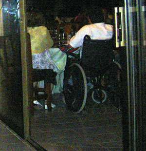 Man in wheelchair watching fireworks Los Realejos